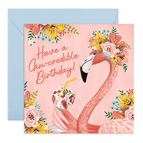 Central 23 - Niedliche Geburtstagskarte – Gincredible Flamingo – Happy Birthday Karten für Ihre Mutter, Frau, Schwester, Freundin, Freundin – kommt mit lustigen Aufklebern von Central 23