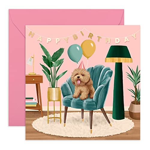 Central 23 - Niedliche Geburtstagskarte für Sie – Sesselhund – für Frauen – kommt mit lustigen Aufklebern von Central 23