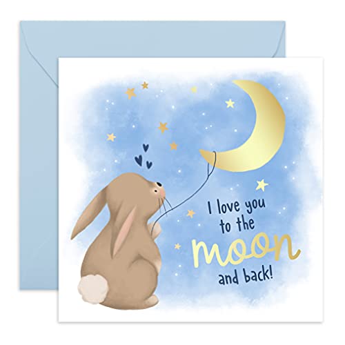 Central 23 Niedliche Valentinstagskarte für Männer und Frauen – Binky Bunny – To The Moon and Back – Liebeskarte für Sie – Süße Jubiläumskarte für Ehemann Frau Freundin Freund von Central 23