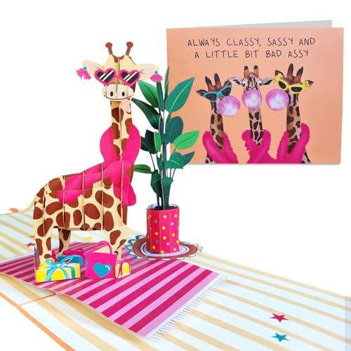 Central 23 Pop Up Karte Für Frauen – Freche Giraffe – Lustige 3D Popup Karten Für Sie – Geburtstagsgeschenk Für Mama Schwester Tante Tochter Beste Freundin – Kommt mit Aufklebern von Central 23
