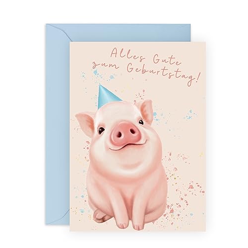 Central 23 Schweinchen-Geburtstagskarte für Frauen – 'ALLES GUTE ZUM GEBURTSTAG' – süße Geburtstagskarte für sie – für Kinder – mit Aufklebern von Central 23
