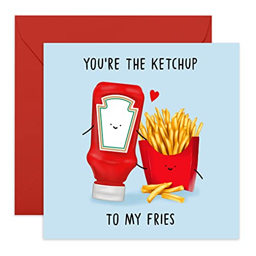 Central 23 Süße Jubiläumskarte – Ketchup To My Fries – Lustige Valentinstagskarte für Ehemann, Ehefrau – Geburtstagskarte für Freundin – für Männer und Frauen – mit Aufkleber von Central 23