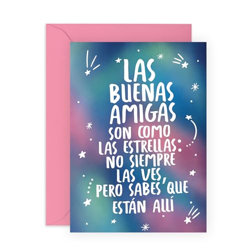 Central 23 Tarjeta de cumpleaños para amigas - LAS BUENAS AMIGAS SON COMO LAS ESTRELLAS - Lindas tarjetas de felicitación para mujer - Regalo de agradecimiento para la mejor amiga - Por von Central 23