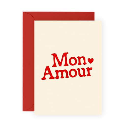 Einfache Liebeskarte – Mon Amour – Romantische Grußkarte für Sie und Ihn, Frauen, Männer, Ehefrau, Ehemann, Freundin, Freund, Verlobte – zum Jahrestag oder Valentinstag – französische Texte – mit Einfache Liebeskarte – Mon Amour – Romantische Grußkarte für Sie und Ihn, Frauen, Männer, Ehefrau, Ehemann, Freundin, Freund, Verlobte – zum Jahrestag oder Valentinstag – französische Texte – mit von Central 23
