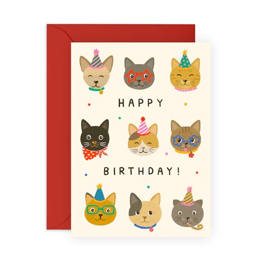 Entzückende Geburtstagskarte - Süße Katzen in Partyhüten - Geschenke für Katzenliebhaber, Haustierbesitzer, Pelzmama Papa, Freund, Freundin, Freunde, Kollegen, Kollegen, Nachbar - Kommt mit Umschlag Entzückende Geburtstagskarte - Süße Katzen in Partyhüten - Geschenke für Katzenliebhaber, Haustierbesitzer, Pelzmama Papa, Freund, Freundin, Freunde, Kollegen, Kollegen, Nachbar - Kommt mit Umschlag von Central 23