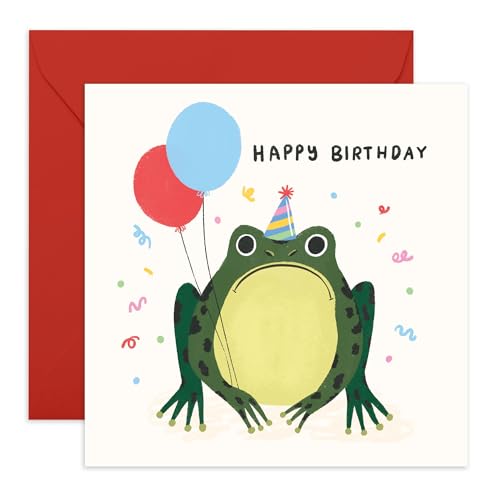 Frosch-Geburtstagskarte für Sie und Ihn, mürrischer Frosch mit Luftballons, Geschenke für Bruder, Schwester, Cousin, Onkel, Tante, Besties, BFF, Kollegen, Freunde, mit Umschlag und Aufklebern Frosch-Geburtstagskarte für Sie und Ihn, mürrischer Frosch mit Luftballons, Geschenke für Bruder, Schwester, Cousin, Onkel, Tante, Besties, BFF, Kollegen, Freunde, mit Umschlag und Aufklebern von Central 23