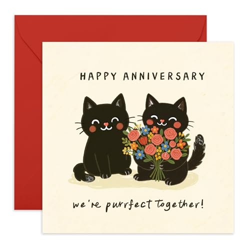 Jubiläumskarte – We're Purrfect Together! Entzückende Grußkarte für Freundin, Freund, Ihn, sie, Ehefrau, Ehemann, Katzenliebhaber, Partner, Ehepartner, Baby, Paare – mit Umschlag und Aufklebern Jubiläumskarte – We're Purrfect Together! Entzückende Grußkarte für Freundin, Freund, Ihn, sie, Ehefrau, Ehemann, Katzenliebhaber, Partner, Ehepartner, Baby, Paare – mit Umschlag und Aufklebern von Central 23
