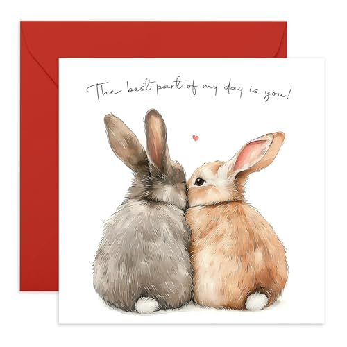 Liebeskarte für Hasenpaare – "B*st Part of My Day is You" – romantische Grüße für Partner, Ihn, sie, Verlobte, Freundin, Freund, Ehefrau, Ehemann, Paare – Jahrestagsideen – mit süßen Aufklebern Liebeskarte für Hasenpaare – "B*st Part of My Day is You" – romantische Grüße für Partner, Ihn, sie, Verlobte, Freundin, Freund, Ehefrau, Ehemann, Paare – Jahrestagsideen – mit süßen Aufklebern von Central 23
