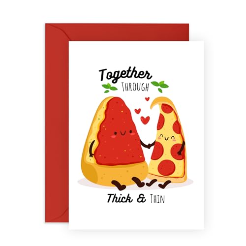 Lustige und süße Liebeskarte – "Through Thick & Thin" – Geschenk für Sie, Ihn, sie, Paare, Mutter, Vater, Ehefrau, Ehemann, Ehepartner, Partner, Pizza-Liebhaber – Ideal für Jubiläen & Valentinstag Lustige und süße Liebeskarte – "Through Thick & Thin" – Geschenk für Sie, Ihn, sie, Paare, Mutter, Vater, Ehefrau, Ehemann, Ehepartner, Partner, Pizza-Liebhaber – Ideal für Jubiläen & Valentinstag von Central 23