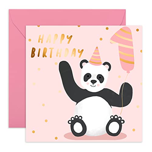 Süße Geburtstagskarte zum 1. Geburtstag Mädchen "Panda Design" - Glückwunschkarte Geburtstag - Karte für Geburtstage oder Feiern - Happy Birthday Grußkarte für Kinder - Dankeskarte - Central 23 von Central 23