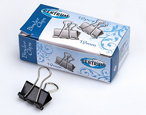 CENTRUM 19 mm Binder Clip – Schwarz/Silber (12 Stück) von Centrum