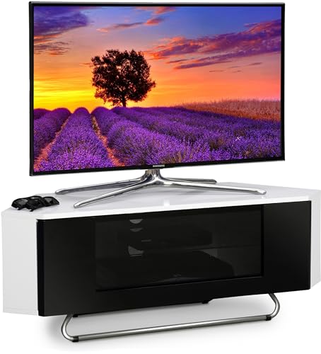 Centurion Unterstützt Hampshire Corner Freundlich Gloss Weiß mit schwarzem Kontrast Strahl-Thru Fernfreundlich Tür 26 "-50" Flat Screen TV Schrank Centurion Unterstützt Hampshire Corner Freundlich Gloss Weiß mit schwarzem Kontrast Strahl-Thru Fernfreundlich Tür 26 "-50" Flat Screen TV Schrank von Centurion Supports