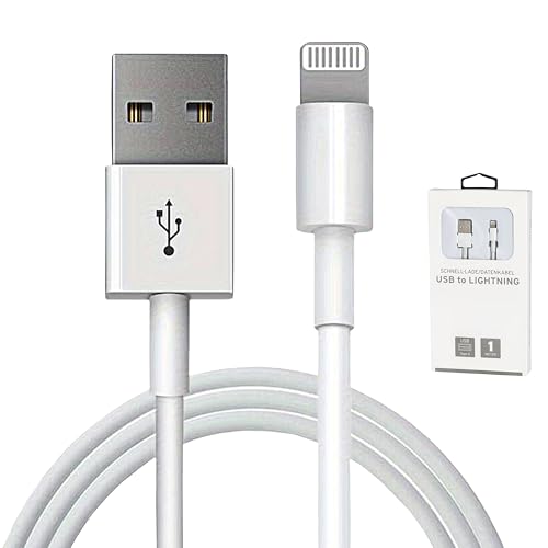 USB Ladekabel 1 Meter | 100-200HZ | Kunststoff weiß | Datenkabel Ladekabel USB-Kabel (1 x Ladekabel USB to kompatibel mit Lightning 1m) von Cepewa