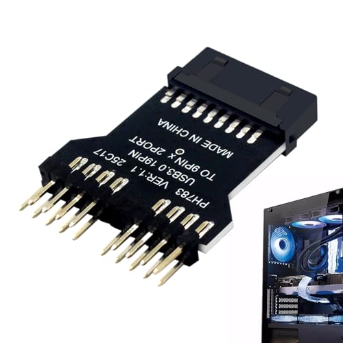 Ceprznvey USB 2.0 Motherboard 9-Pin Header-Erweiterung, 19-Pin-USB-3.0-Mainboard Zu Doppel-9-Pin-USB-2.0-Schnittstellen Erweiterungskarte, HUB-Adapter Mit Plug & Play-Funktion Für RGB-Lüfter von Ceprznvey