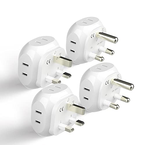 Ceptics Reisestecker-Adapter-Set für Südafrika, 4 Eingänge, ultrakompakt, leicht, Typ M und Typ G, USA für alle Länder des Typs M, wie Botswana, Namibia, 4 Stück (PT-7-10L-4PK), Weiß von Ceptics