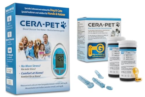 Cera-Pet Blutzuckermessgerät Set für Hunde und Katzen Vorteilspack + 50 Blutzuckerteststreifen + 50 Lanzetten von Cera-Pet