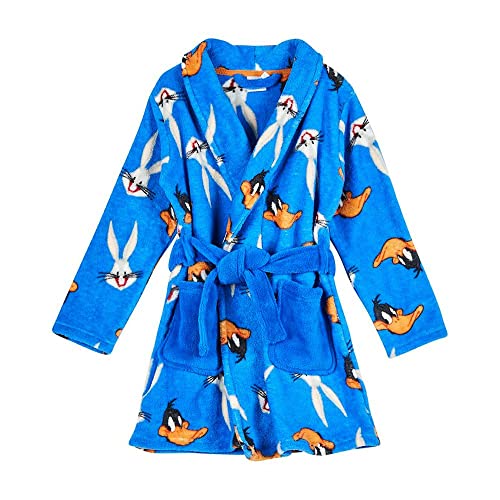 Looney Tunes Bademantel für Kinder, Blau, Größe 5 Jahre, langer Bademantel aus 100% Polyester, Korallenfleece, Kollektion von Looney Tunes, Originalprodukt, entworfen in Spanien von Cerdá