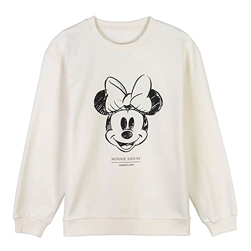 Minnie Mouse Sweatshirt - Beige - Größe L - Hergestellt aus 100% Baumwolle, 240 g/m², Minnie Mouse-Druck, Originalprodukt, entworfen in Spanien von Cerdá