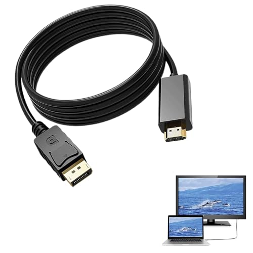 Cerioll Adapter DisplayPort auf HDMI,4K DisplayPort auf HDMI Kabel 1,8m,DP auf HDMI Adapter,Unidirektionaler DP auf HDMI Verbindungskabel,DisplayPort zu HDMI UHD für HDTV,Monitor,Laptop,PC,Beamer von Cerioll