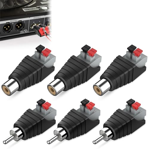 Cerioll Cinch Stecker/Buchse,RCA zu Lautsprecher Kabel Adapter,Cinch Stecker/Buchse zu AV 2 Schraubklemme, 3xCinch Buchse + 3xCinch Stecker,Lautsprecher-Phono-Cinch-Stecker Auf Av 2-Schraubklemmen von Cerioll