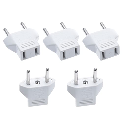 EU Stecker Adapter, US Auf EU Reisestecker, 5 Stück Reisestecker-Adapter USA Zu EU, USA Auf EU Reisestecker, US Adapter EU, US Auf EU Reisestecker Stecker, US Zu EU Reisestecker Schutzkontakt Adapter von Cerioll