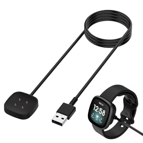 Ladekabel, Magnetische Ersatz Ladestation, Kompatibel mit Fitbit Versa 4 /Sense 2 /Versa 3/Sense Ladegerät, Magnetisches USB Kabel, USB Ladekabel Compatible with Fitbit Sense/Versa 3 (100cm/3.3ft) von Cerioll
