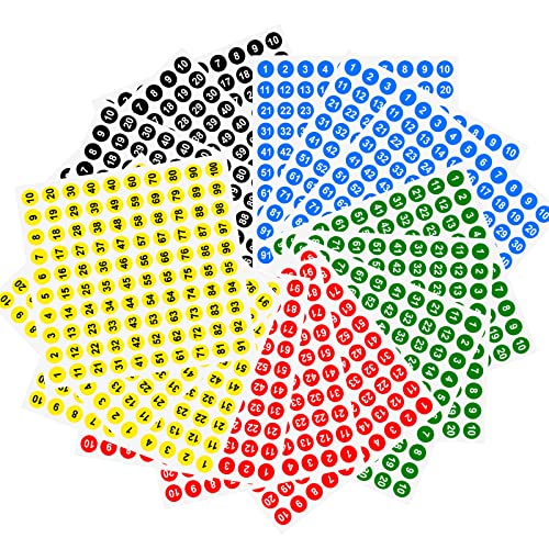 Nummern Aufkleber, Nummerierte Klebepunkte, Selbstklebende, 15 Zahlen, 1-100 Nummer 10 mm Runde Wasserdichte Aufkleber, für Aufbewahrungsboxen, Schließfächer, Drinnen und Draußen von Cerioll