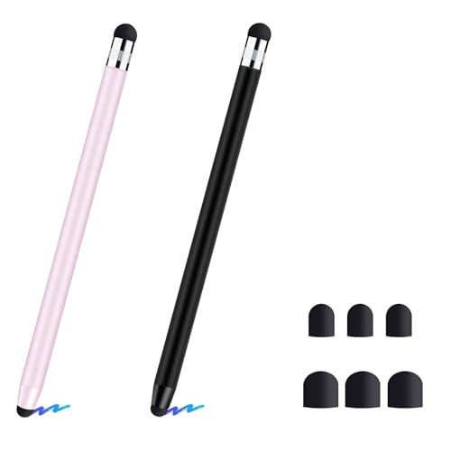 Cerioll 2 in 1 Stylus Pen, 2 Stück Tablet Stift, Touchscreen Stift mit 6 Ersatzspitzen, für iPad Mini Pro Smartphones und Tablets von Cerioll