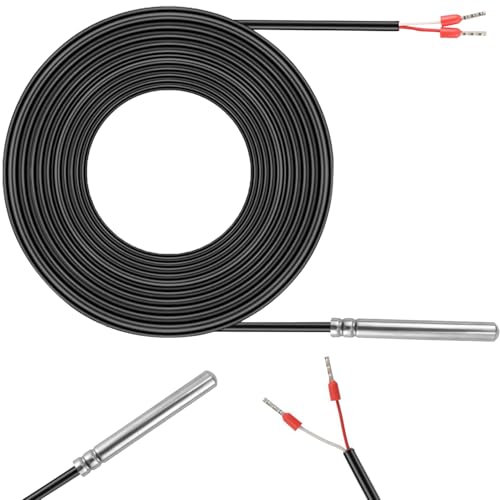 Cerkkapo 5M PT1000 Temperatursensor, Wasserdicht PT1000 Temperaturfühler, PT 1000 Fühler mit PVC Edelstahl Waterproof Probe Kompatibel für Raspberry Pi von Cerkkapo