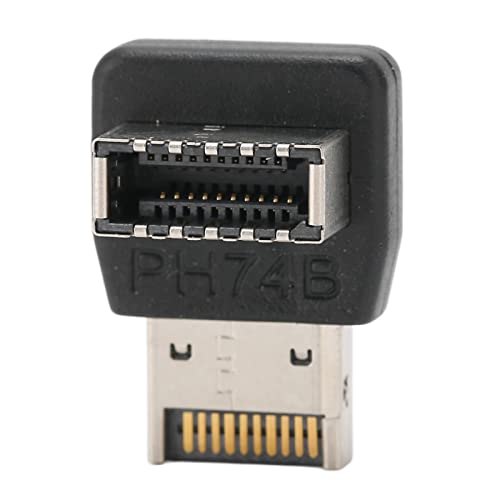 Cerlingwee TYP E-Adapter-Header, PC-Motherboard USB3.1 10G 90-Grad-Lenkwinkel-Konverter, Typ-E-Stecker auf Buchse, Rechtwinkliger Interner Motherboard-Header-Konverter (PH74B) von Cerlingwee