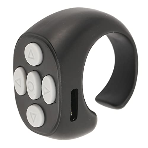 Handy-Fernbedienung Ringform Ringform Bluetooth-Fernbedienung zum Umblättern, Foto und Video, Lautstärkeregelung, Wiedergabe anhalten, Universalmodell (Schwarz) von Cerlingwee