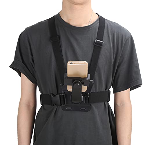 Universal-Brustgurt Handy-Halter, 145°Verstellbarer Winkel Doppelschulter-Brustgurt Fixierbügel-Brustgurt Fixierbügel 6-10cm Handy und Sportkamera für Live-Streaming Im Freien Radfahren von Cerlingwee