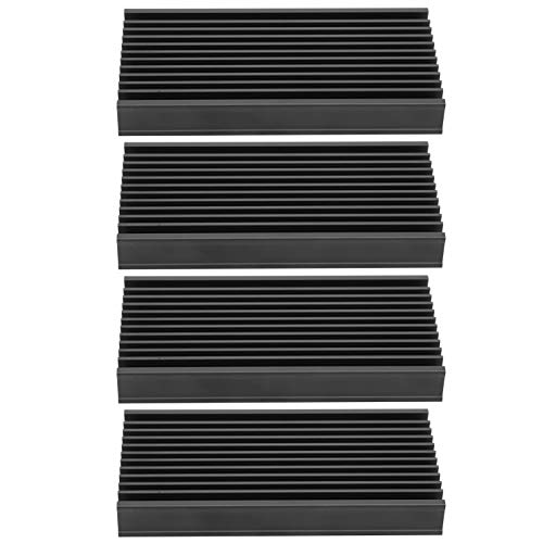 4pcs großes Aluminium -Kühlkörper 50 x 12,7 x 100 mm 2 x 0,5 x 4 Zoll Kühlkörperkühler für IC -Modul, PC -Computer, LED, PCB, Schwarz von Cerlyiont