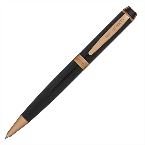 Cerruti 1881 Kugelschreiber „Fetter“ | Schreibstift aus Karbonfaser mit roségoldenen Beschlägen | Blaue Tinte von Cerruti