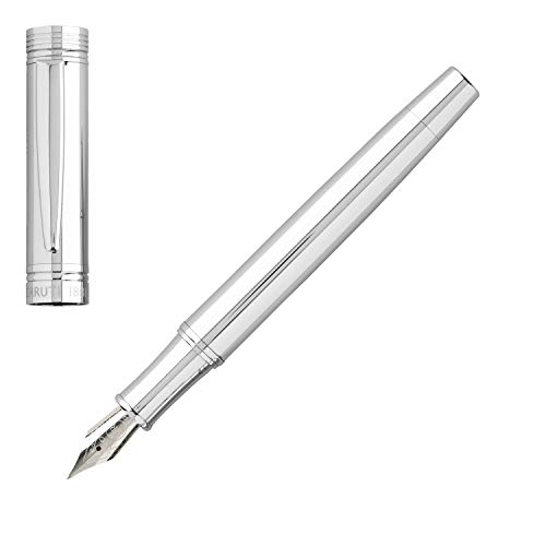 Cerruti Füllfederhalter 1881 Zoom Classic Silver aus Messing in der Farbe Silber, Schriftfarbe Blau, Länge: 13,7cm, NST2092 von Cerruti