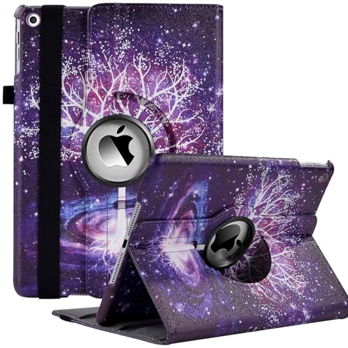 Ceysin Drehbare Hülle für iPad 9th Generation (2021) / 8th Generation (2020) / 7th Gen (2019) 10.2 Zoll - 360 Grad drehbare Schutzhülle Ständer Cover mit Auto Wake Sleep Funktion (Lila Baum) von Ceysin