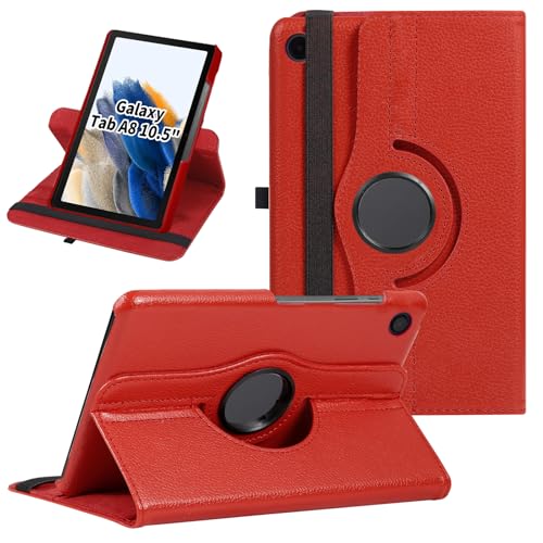 Rotierende Hülle für Samsung Galaxy Tab A8 10,5 Zoll 2021 2022 Tablet (SM-X205N/X200N/X207), 360 Grad drehbare Schutzhülle mit Auto Wake Sleep für Galaxy Tab A8 (Rot) von Ceysin