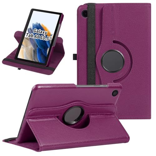 Rotierende Hülle für Samsung Galaxy Tab A8 10,5 Zoll 2021 2022 Tablet (SM-X205N/X200N/X207), 360 Grad drehbare Schutzhülle mit Auto Wake Sleep für Galaxy Tab A8 (lila) von Ceysin