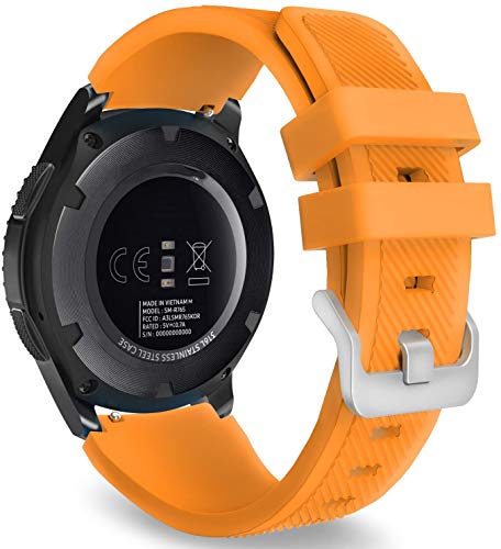 Chainfo 22mm Leder Uhrenarmband kompatibel mit Huawei Watch GT/GT 2 46mm / GT 2e / Galaxy Watch 46mm / Amazfit GTR 47mm Herren Uhren (22mm, Orange) von Chainfo