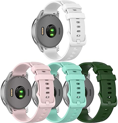 Chainfo Silikon Uhrenarmband kompatibel mit Garmin Venu/Venu SQ/Venu Sq Music/Vivomove HR Sport, mit Schnellverschluss (20mm, 4-Pack J) von Chainfo