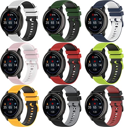 Chainfo Unisex Silikon Uhrenarmbänder kompatibel mit Galaxy Watch Active 2 / Active/Active 3 / Watch 42mm, Gebürstete Edelstahl Schwarz Schnalle (20mm, G [Pack of 9]) von Chainfo
