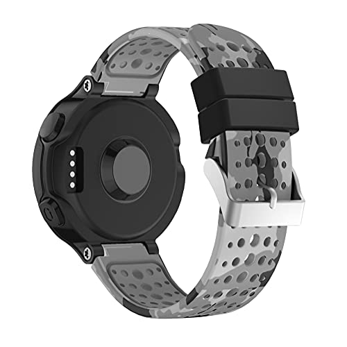 Chainfo Unisex Silikon Uhrenarmbänder kompatibel mit Garmin Forerunner 235 / Forerunner 735XT / Forerunner 220/230, Gebürstete Edelstahl Schwarz Schnalle (Pattern 3) von Chainfo