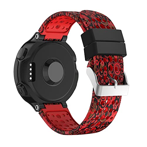 Chainfo Unisex Silikon Uhrenarmbänder kompatibel mit Garmin Forerunner 235 / Forerunner 735XT / Forerunner 220/230, Gebürstete Edelstahl Schwarz Schnalle (Pattern 4) von Chainfo