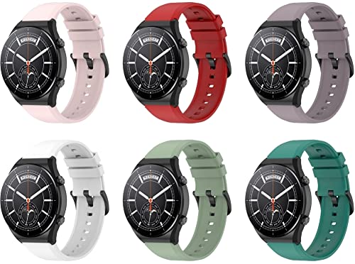 Chainfo Unisex Silikon Uhrenarmbänder kompatibel mit Huawei Watch GT 3 46mm / Watch GT Runner/Watch 3 / Watch 3 PRO, Gebürstete Edelstahl Schwarz Schnalle (22mm, I [Pack of 6]) von Chainfo