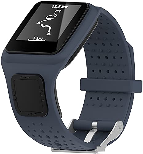 Chainfo Unisex Silikon Uhrenarmbänder kompatibel mit Tomtom Multi-Sport/Runner, Gebürstete Edelstahl Schwarz Schnalle (Pattern 3) von Chainfo