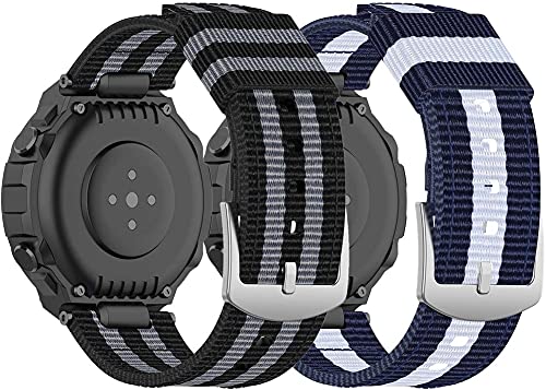 Chainfo kompatibel mit Amazfit T-Rex Armband Woven Armbänd, Ersatzband Gewebte Stoff Armbands Zubehör Sport Armbänder (Pattern 6+Pattern 7) von Chainfo