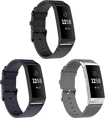 Chainfo kompatibel mit Fitbit Charge 4 / Charge 4 SE/Charge 3 / Charge 3 SE Armband Leder Uhrenarmband Armbänder Lederarmband Ersatz (Ohne Uhren) - (J [Pack of 3]) von Chainfo