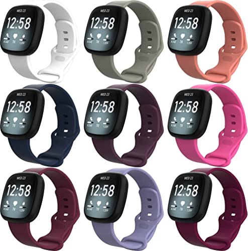 Chainfo kompatibel mit Fitbit Versa 3 / Fitbit Sense Soft Silikon Classic Ersatz Uhrenarmbänder (G [Pack of 9]) von Chainfo