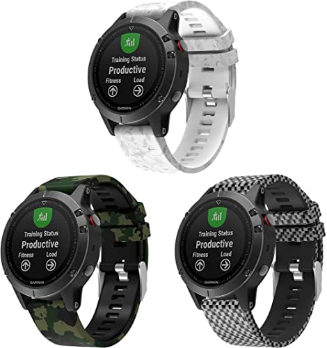 Chainfo kompatibel mit Garmin Forerunner 935 / Forerunner 945 / Tactix Charlie/Tactix Delta Armband, Silikon Uhrenarmband Sportarmband (J [Pack of 3]) von Chainfo