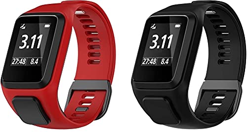 Chainfo kompatibel mit Tomtom Spark/Spark 3 / Runner 2 / Runner 3 / Golfer 2 / Adventurer Soft Silikon Classic Ersatz Uhrenarmbänder (2-Pack I) von Chainfo